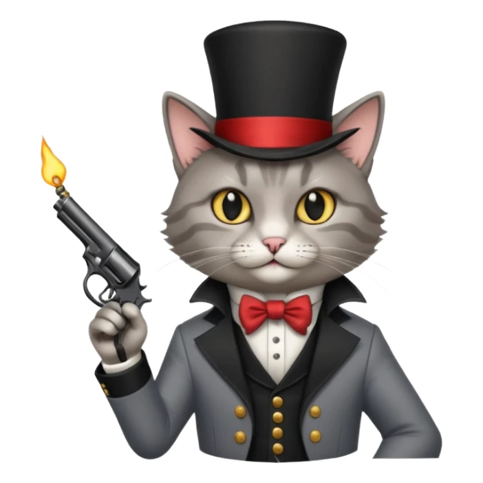 Magitian cat with pistol sticker