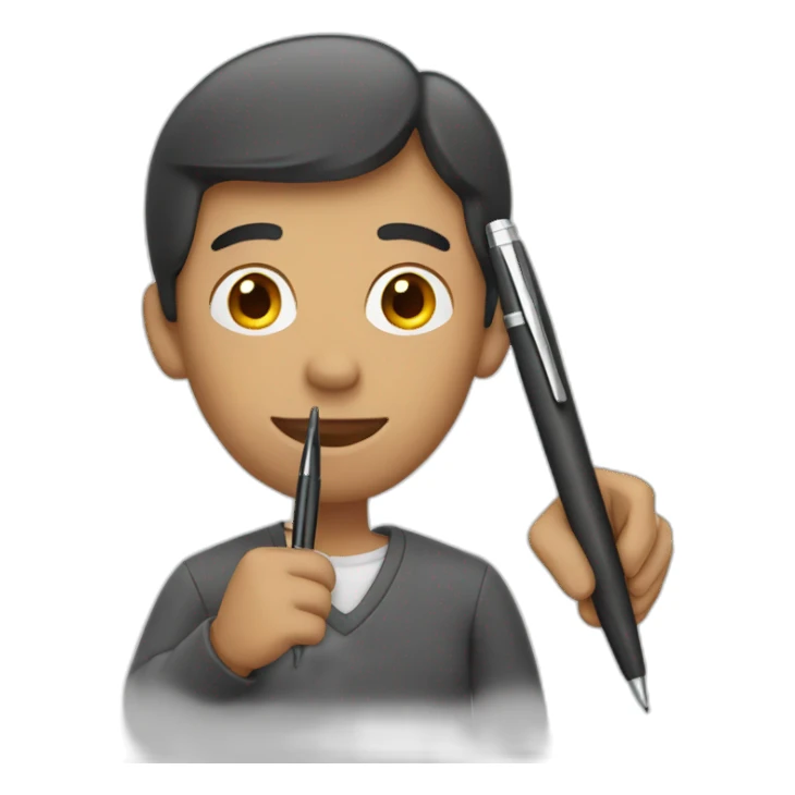 man holding a pen sticker