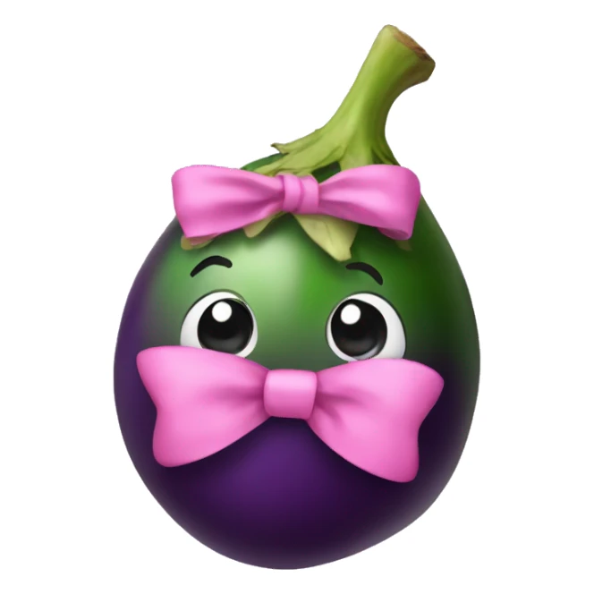 eggplant wearing a pink bow sticker