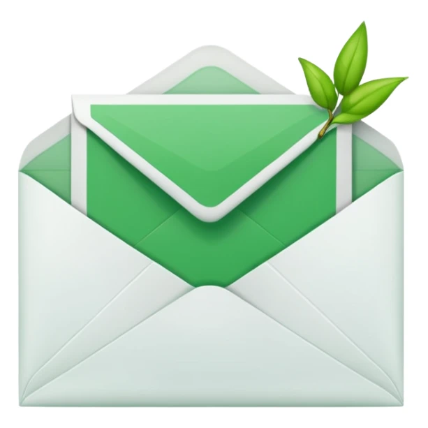 white envelop with a letter and green checked checkbox inside sticker