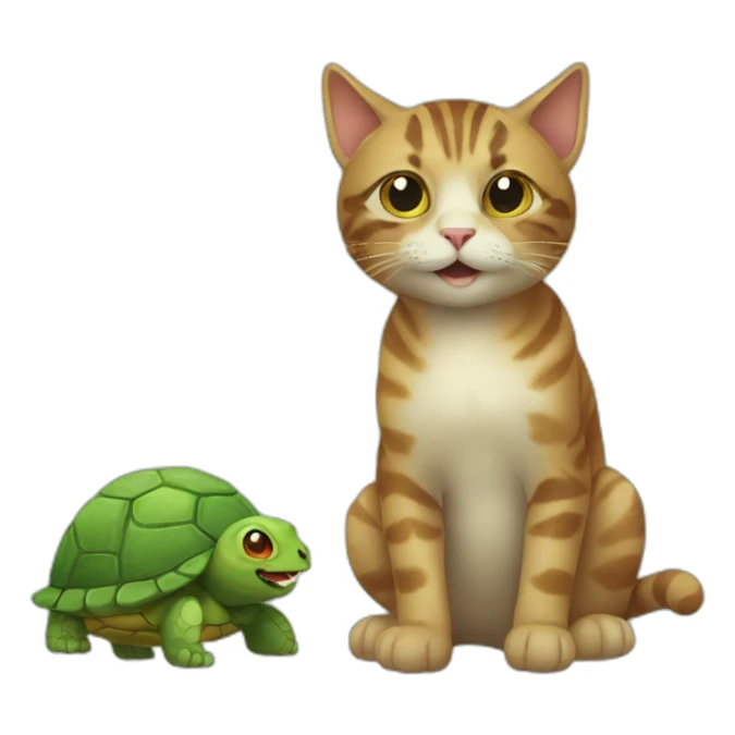 Cat with turtle sticker