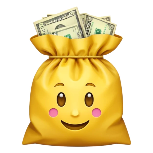 dollars in the yellow bag facing camera sticker