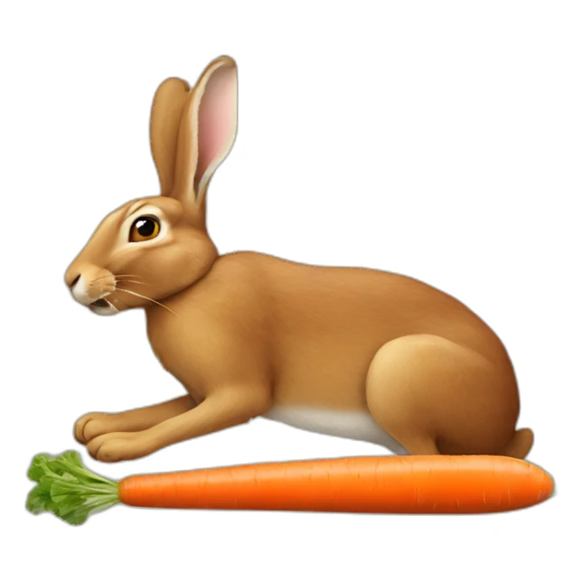Hare eat carrot sticker