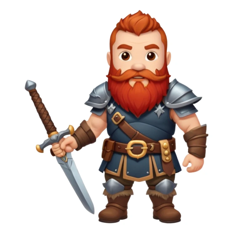 warrior dwarf with big red beard and a sword sticker