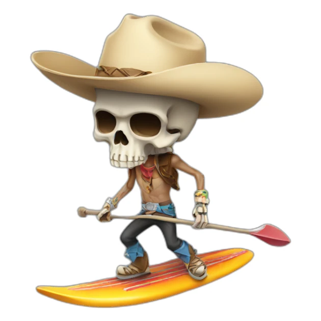 skull surfer cowboy sticker