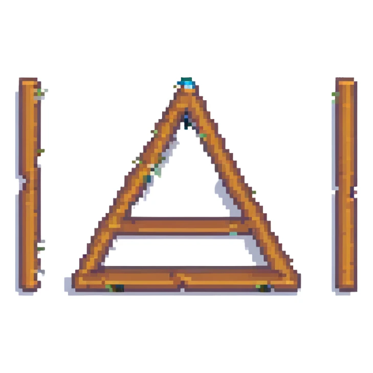 triangle wood truss, pixel art, simple shading sticker