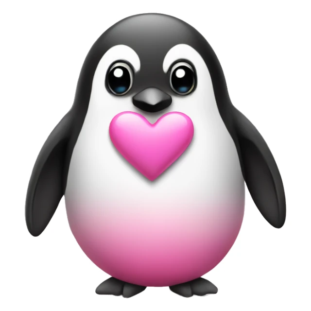 Pink heart with Pinguin  sticker