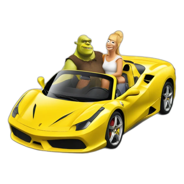 Shrek et homer dans une ferrari sticker