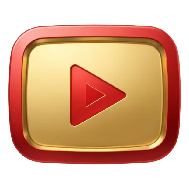 youtube golden play button with red edges sticker