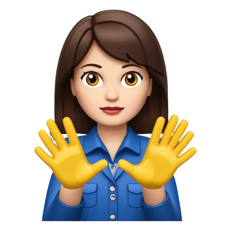 Brunette female with Lego hands facing upwards sticker