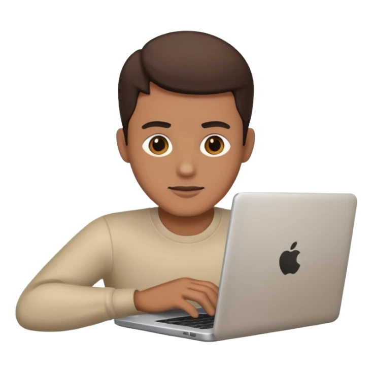 man working on laptop sticker