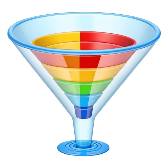 a sales funnel with three different colors sticker