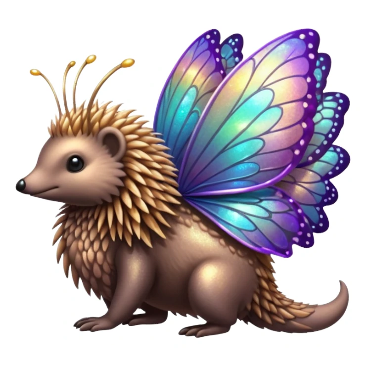 echidna with butterfly wings and sparkle sticker