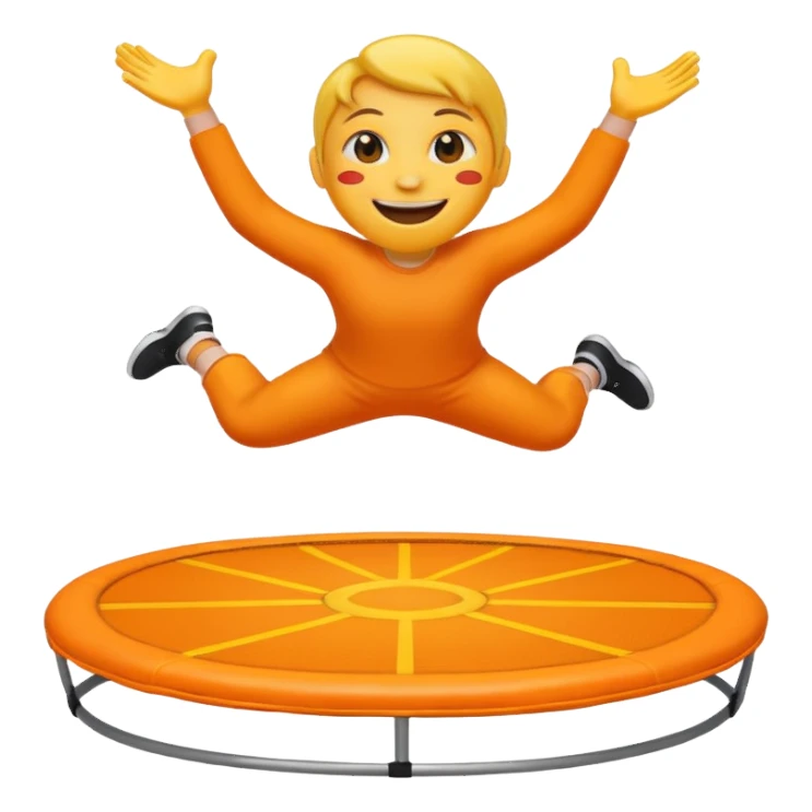 an emoji jumping on a orange trampoline sticker