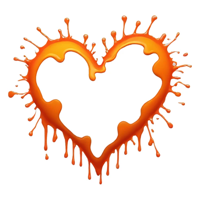 splattered paint heart glowing red-orange warmth sticker