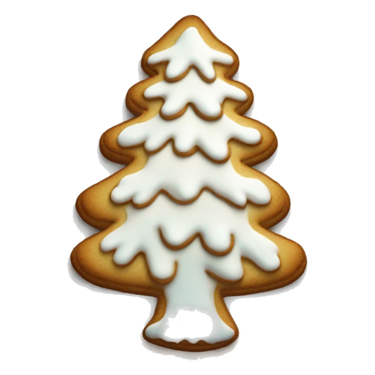 white frosted gingerbread cookie shaped like a pine tree sticker