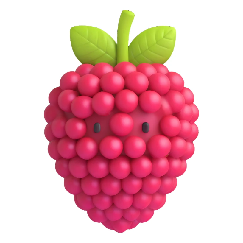 3D emoji style, a single raspberry, three-dimensional and vivid, no expression sticker