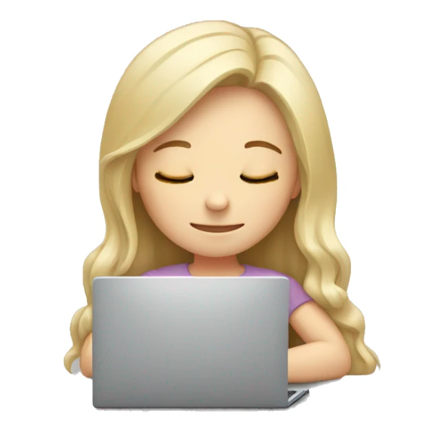 Girl sleeping and using laptop pale sticker