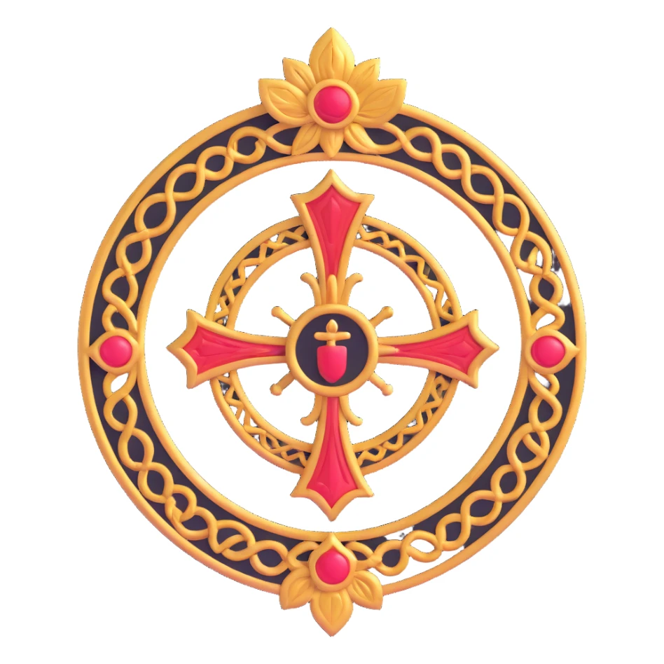 sacred saint emblem with ornate design sticker