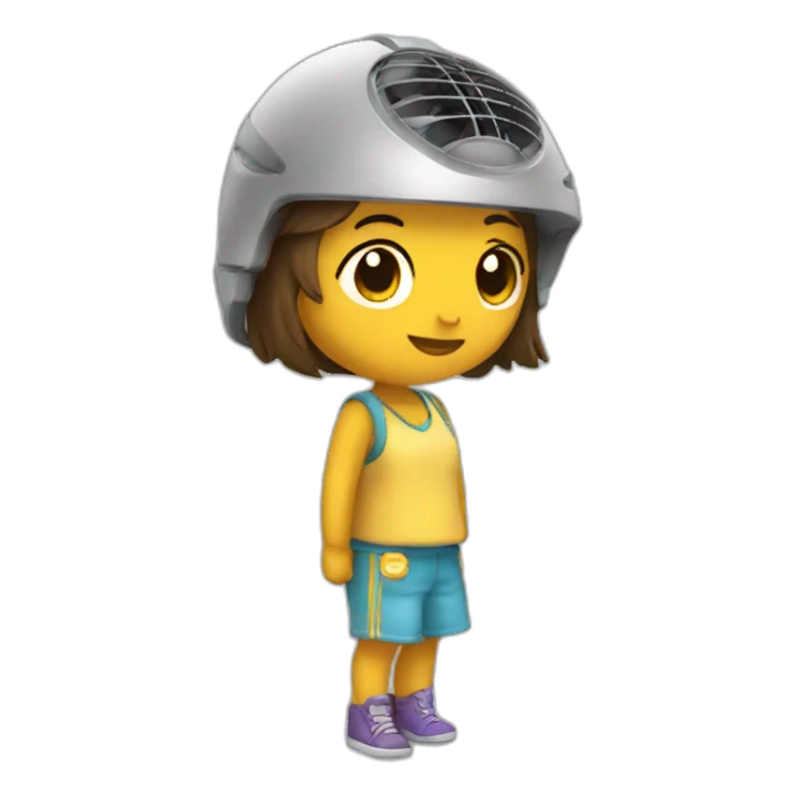 Chica con ventilador sticker