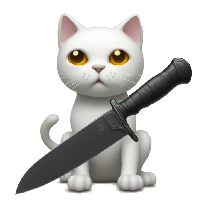 Ghost cat with a dark substance on toy knife sticker