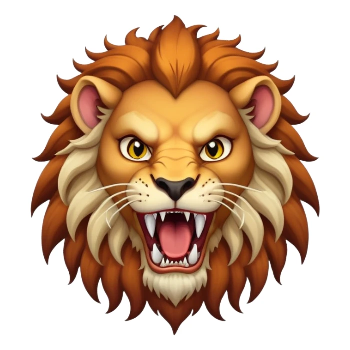 Manticore face, mythical creature with human-like face, lion features, sharp teeth, and fierce expression sticker