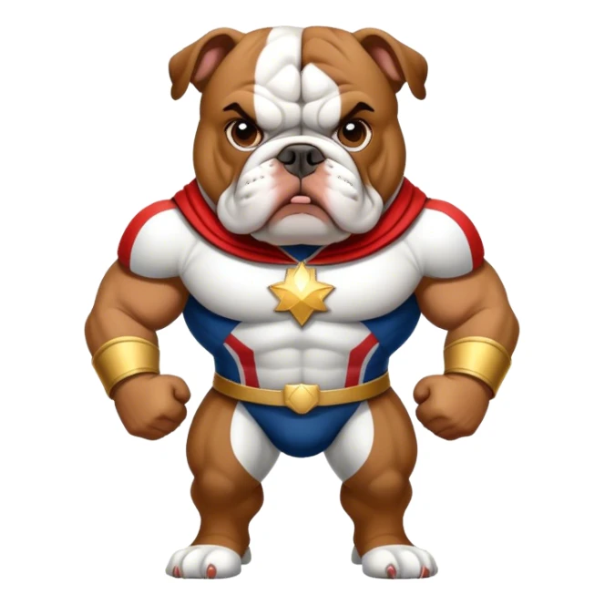 bulldog ingles traje héroe sticker