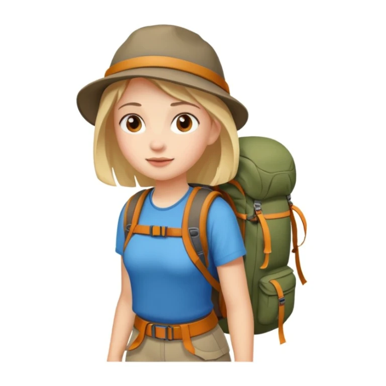 girl back packing mountains background  sticker