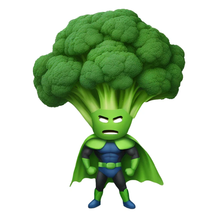 Broccoli man in superhero suit sticker