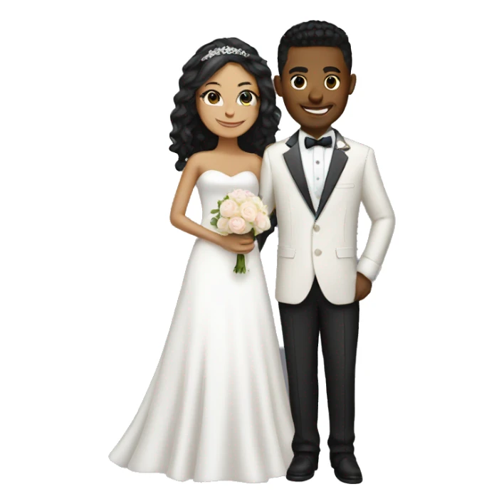 light skin groom and bride sticker
