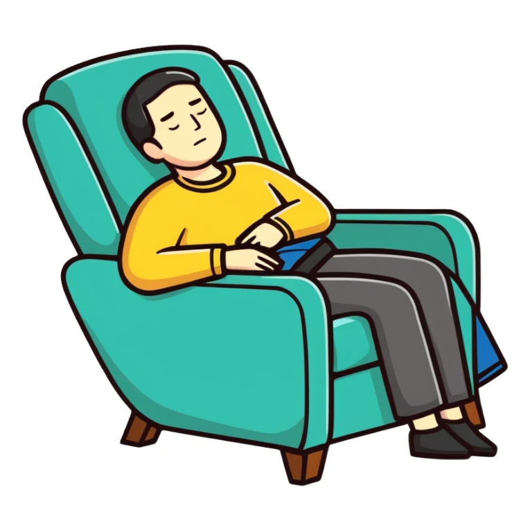Recliner sleeping man sticker