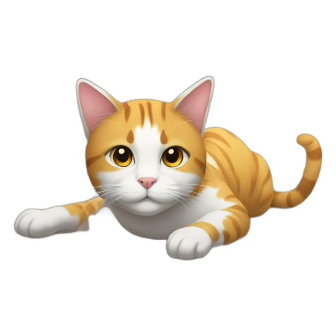 anime cat on the floor surrounded by cables  sticker