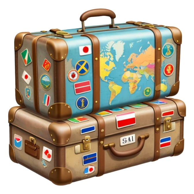 Suitcase with travel stickers from different countries sticker