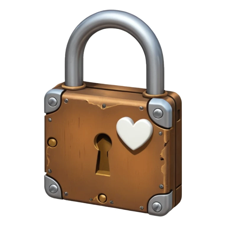 Lock with a brown with a heard white sticker