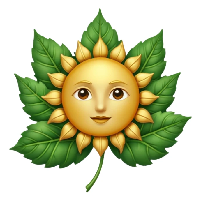sun symbol above a leaf sticker
