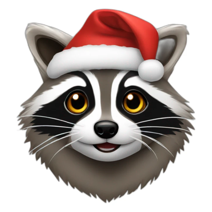 Raccoon with christmas hat sticker