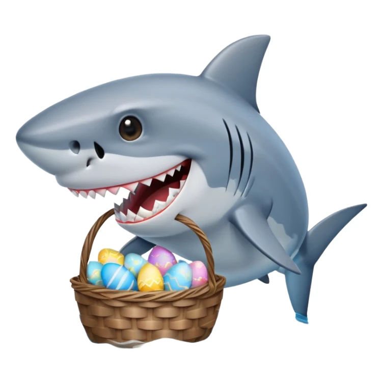 shark with an easter basket sticker