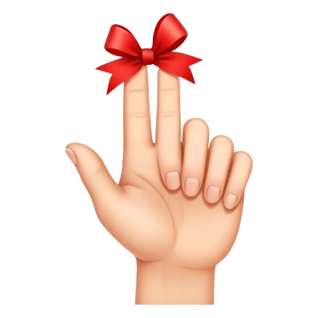 index finger with red ribbon sticker