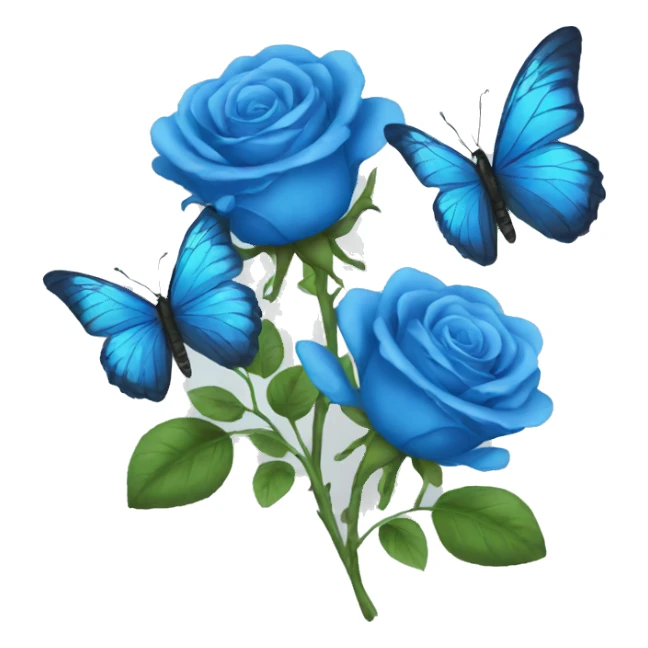 Blue roses and butterflies  sticker