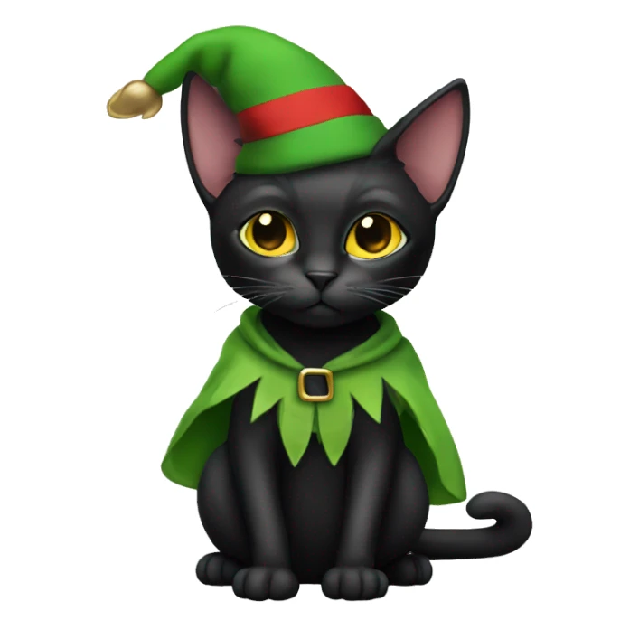 Black cat with elf clothes sticker