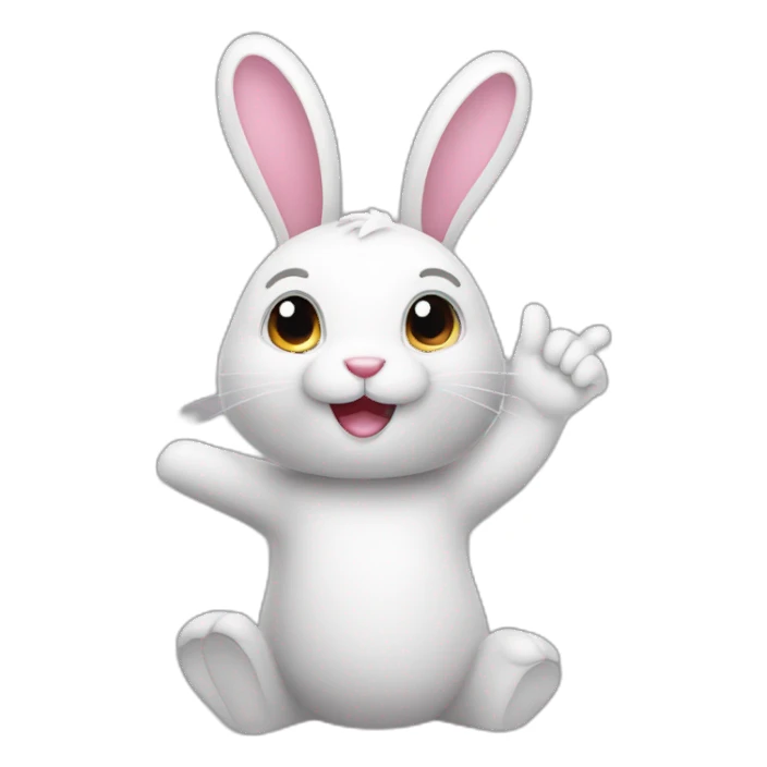 A bunny with a raised hand  sticker
