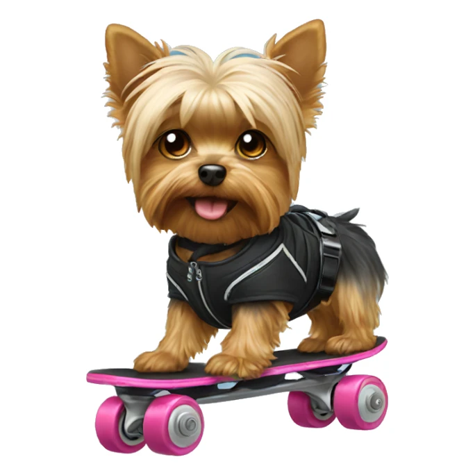 Yorkie on rollerblades sticker