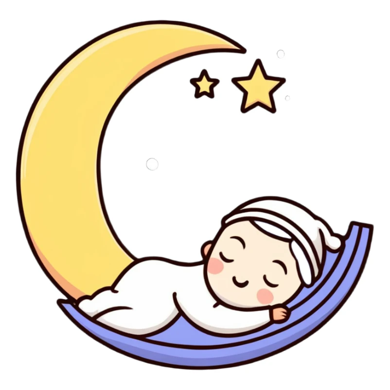 cute sleeping moon with nightcap and snoring sticker