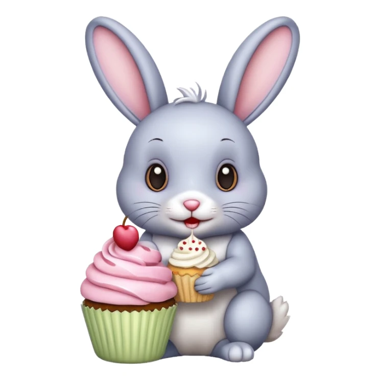 Rabbit with cupcake sticker