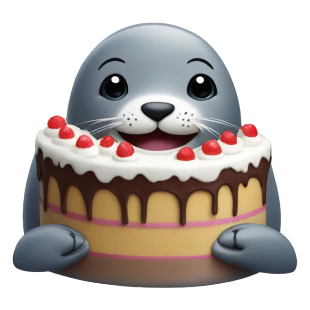 happy seal with cake sticker