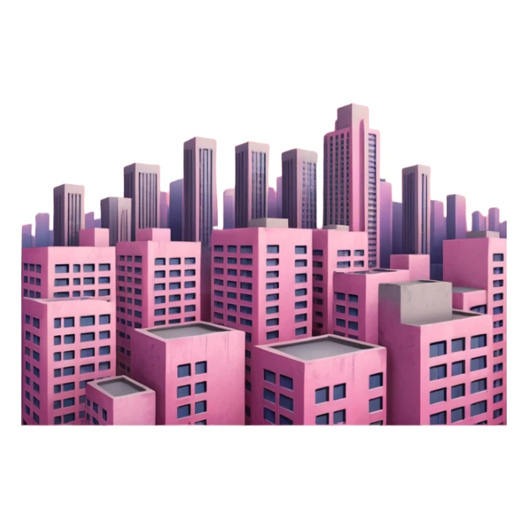 pink sky with buildings sticker