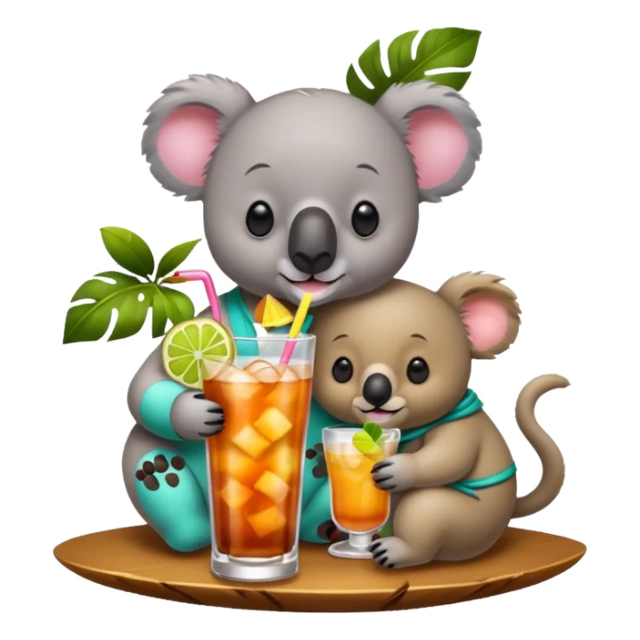 Koala and bear drink mai tai sticker