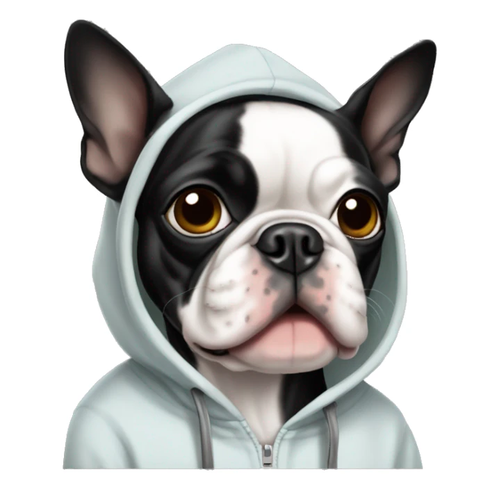 boston terrier wearing a hoodie  sticker