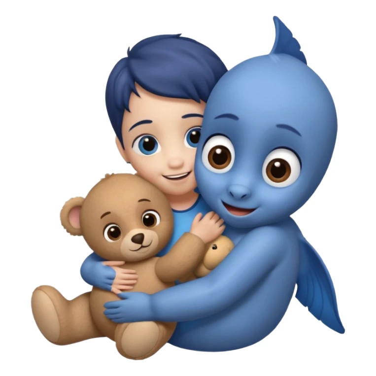 baby dory hugging a teddy bear sticker
