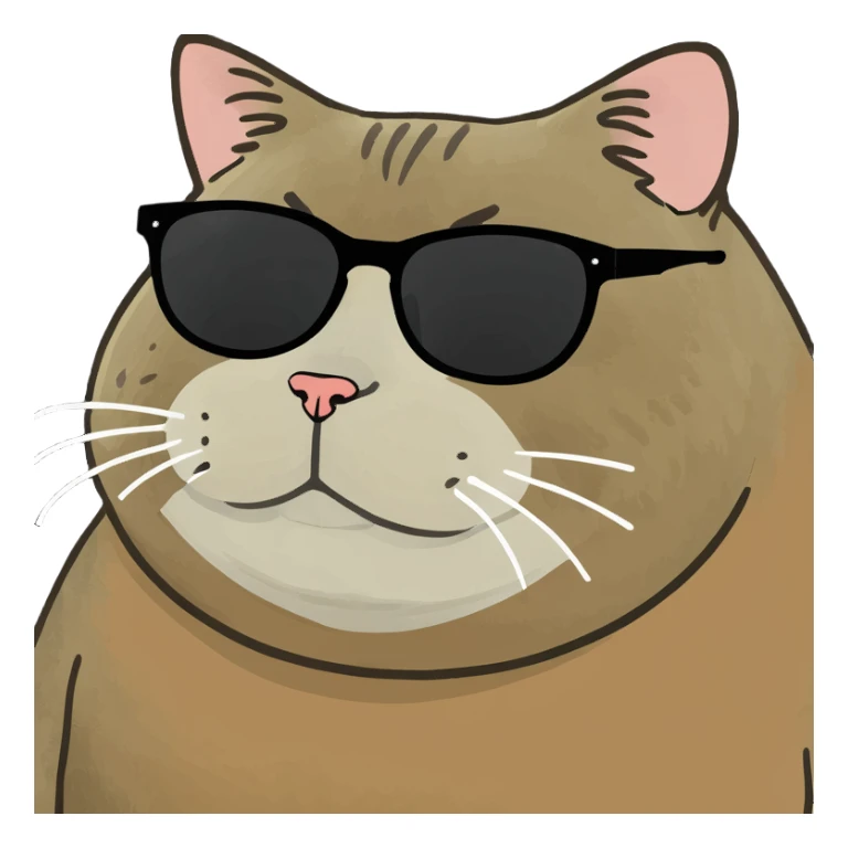 Fat cat with black glasses sticker